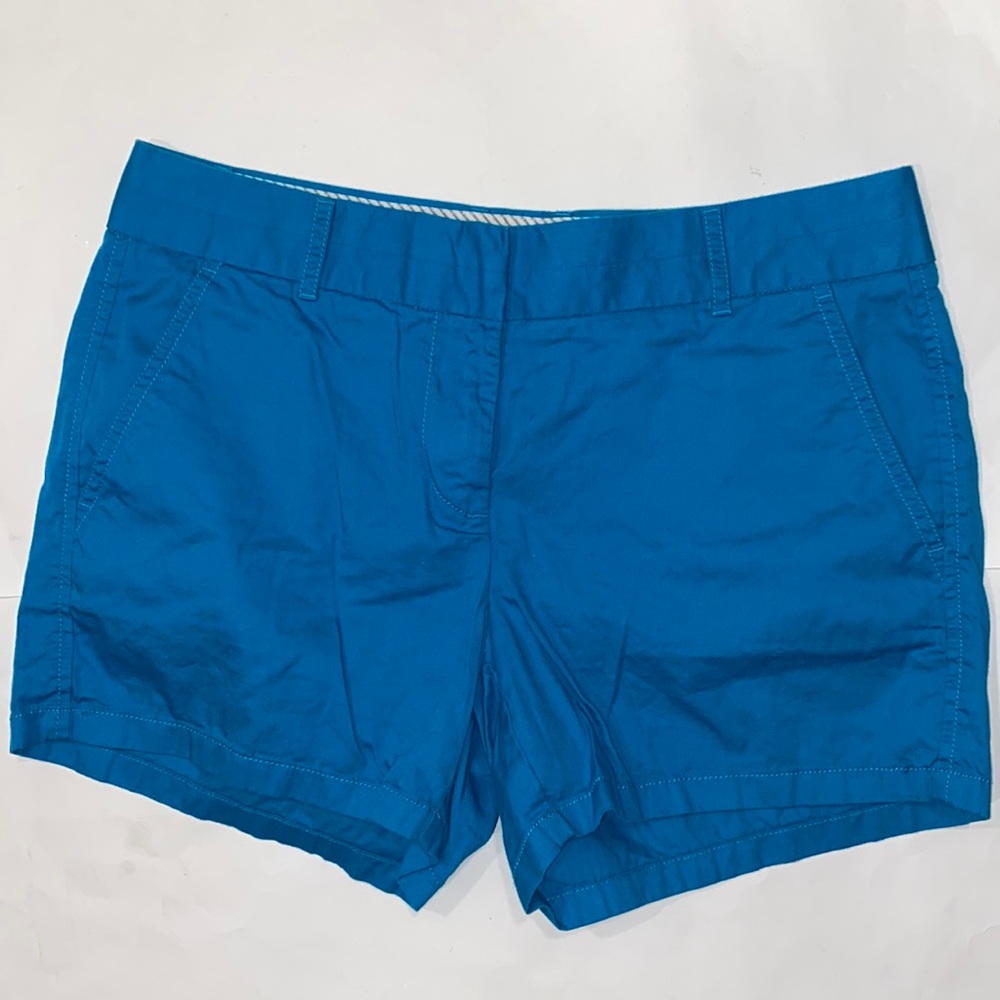 J. Crew Chino, Broken-In Shorts Cotton Aqua, Turquoise 4 Pockets EUC Size 4